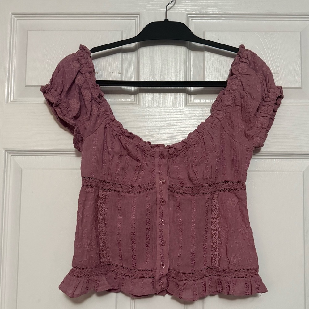 BDG Dusty Rose Lace Blouse